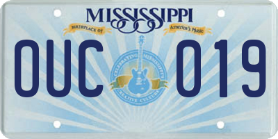MS license plate OUC019