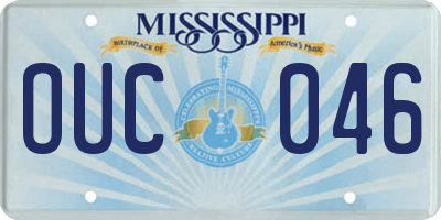 MS license plate OUC046