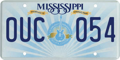 MS license plate OUC054