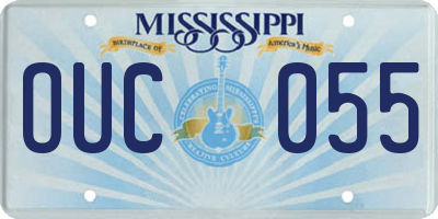 MS license plate OUC055
