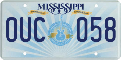 MS license plate OUC058