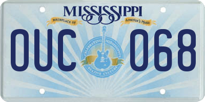 MS license plate OUC068