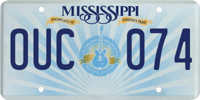 MS license plate OUC074