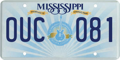 MS license plate OUC081