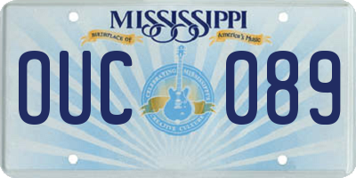MS license plate OUC089