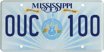 MS license plate OUC100