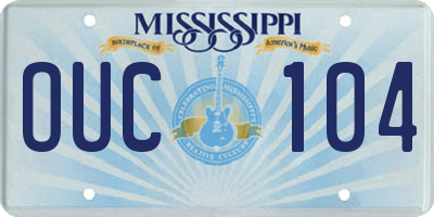 MS license plate OUC104