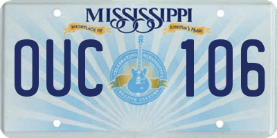MS license plate OUC106