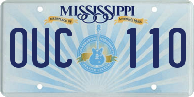 MS license plate OUC110