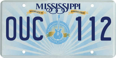 MS license plate OUC112