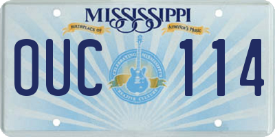 MS license plate OUC114