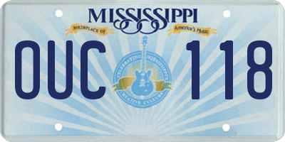 MS license plate OUC118