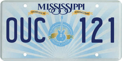 MS license plate OUC121
