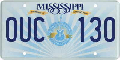 MS license plate OUC130