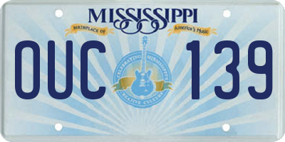 MS license plate OUC139