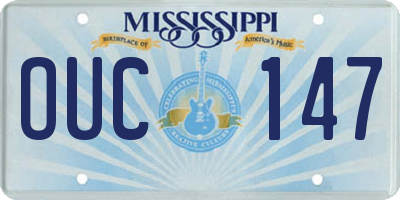 MS license plate OUC147