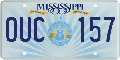 MS license plate OUC157