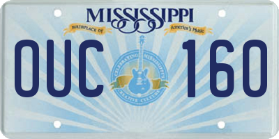 MS license plate OUC160