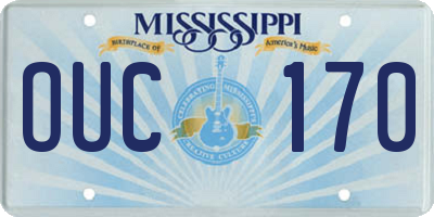 MS license plate OUC170