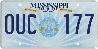 MS license plate OUC177