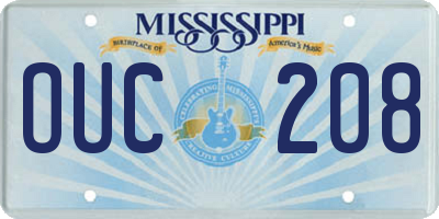 MS license plate OUC208