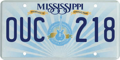 MS license plate OUC218
