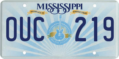 MS license plate OUC219
