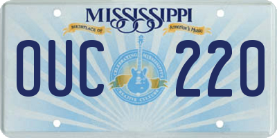 MS license plate OUC220