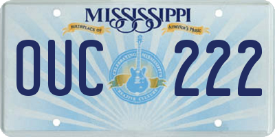 MS license plate OUC222