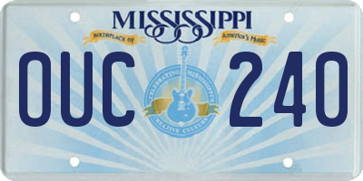MS license plate OUC240