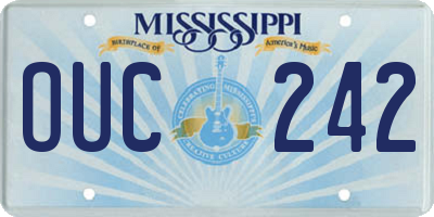 MS license plate OUC242