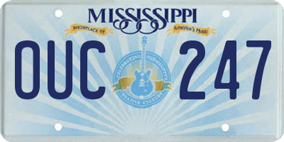 MS license plate OUC247