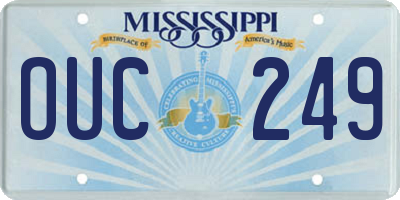 MS license plate OUC249