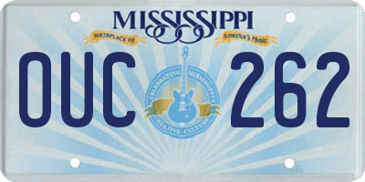 MS license plate OUC262