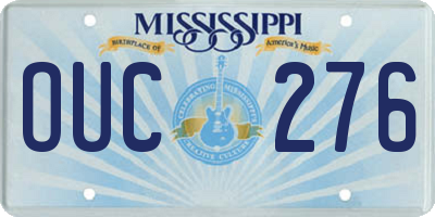 MS license plate OUC276