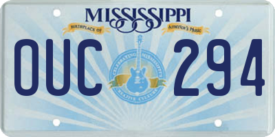 MS license plate OUC294