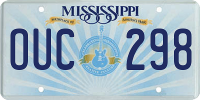 MS license plate OUC298