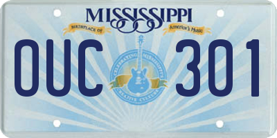 MS license plate OUC301