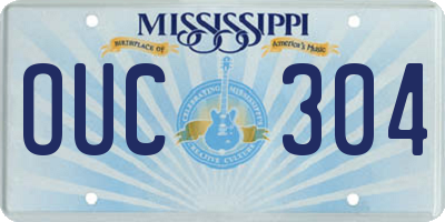 MS license plate OUC304
