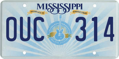 MS license plate OUC314