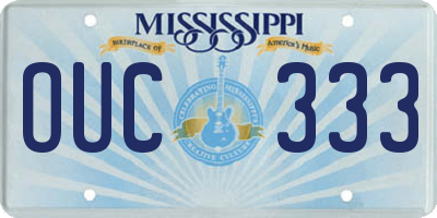 MS license plate OUC333