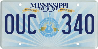 MS license plate OUC340