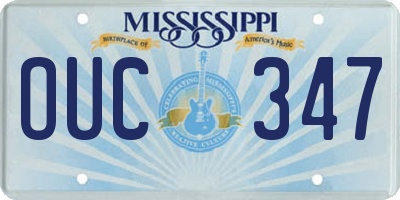 MS license plate OUC347