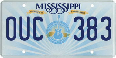 MS license plate OUC383