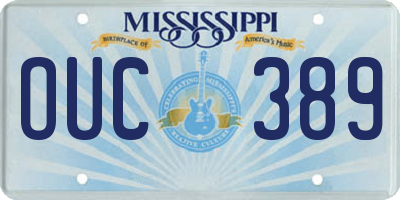 MS license plate OUC389