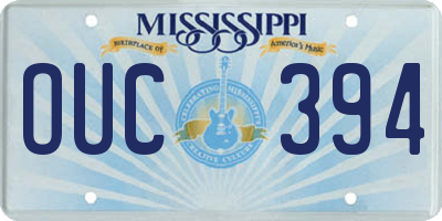 MS license plate OUC394
