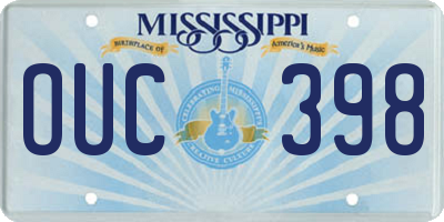 MS license plate OUC398