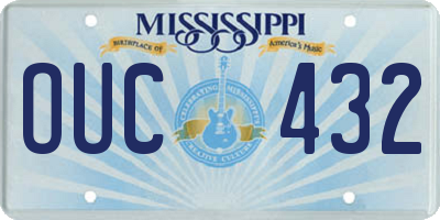 MS license plate OUC432