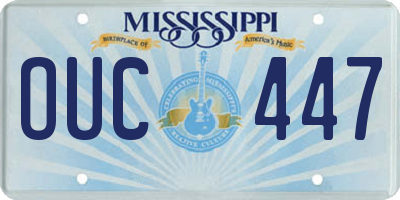 MS license plate OUC447