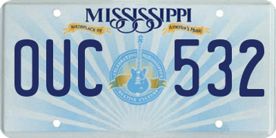 MS license plate OUC532